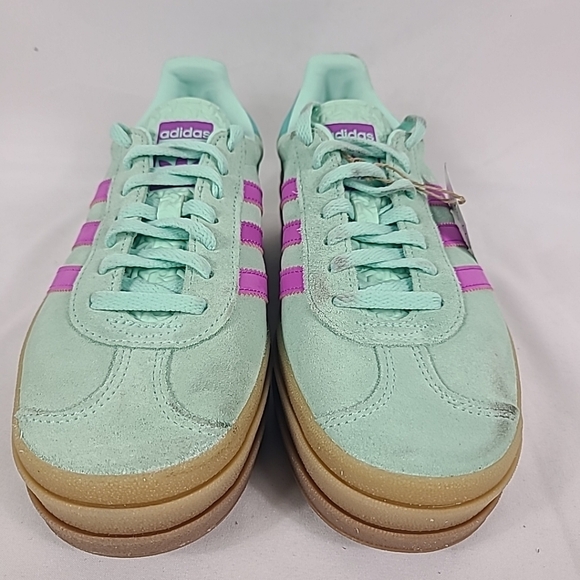 NEW Adidas Originals Gazelle Bold Sneakers Youth Green Pink Sz 6 *dirty - Picture 3 of 10